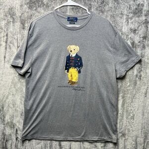 Polo Ralph Lauren Polo Bear Logo Shirt Classic Fit Size L Heather Grey Preppy
